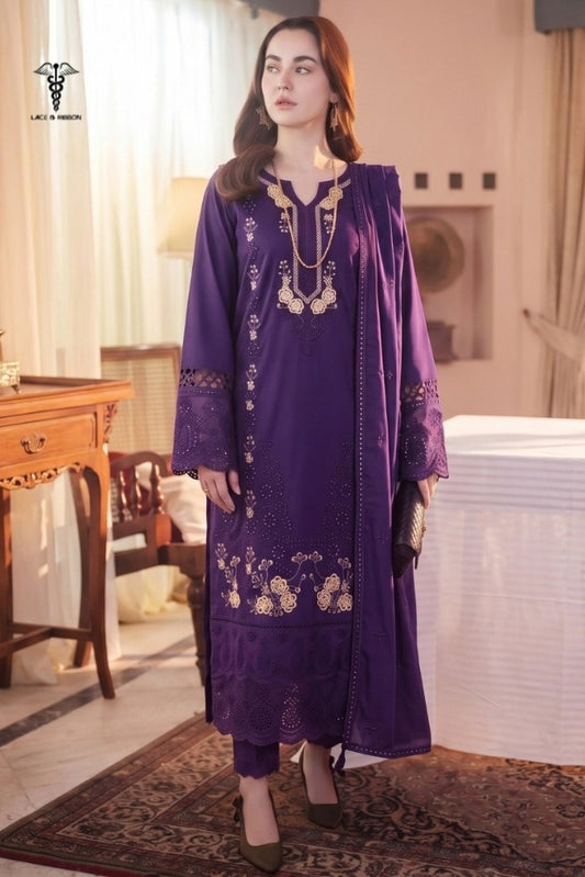 LCRB-28 EMBROIDERED DHANAK UNSTITCHED WINTER 3PC