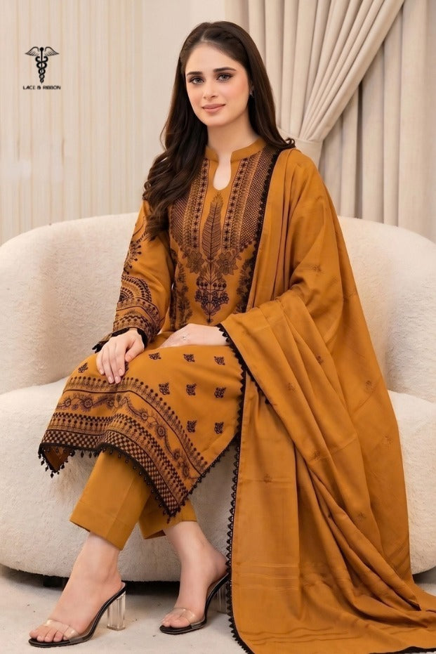 LCRB-31 EMBROIDERED DHANAK UNSTITCHED WINTER 3PC