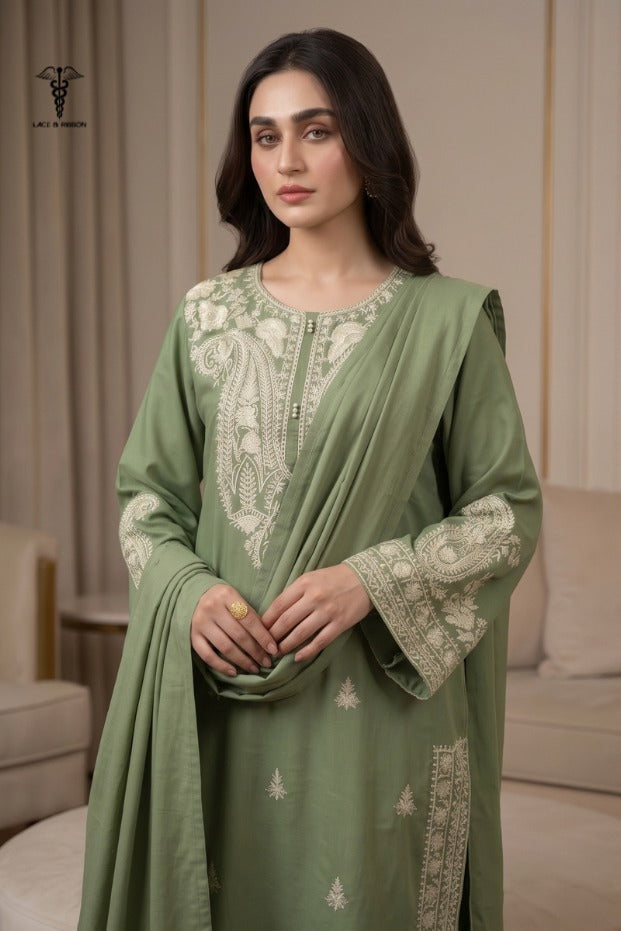 LCRB-08 EMBROIDERED DHANAK UNSTITCHED WINTER 3PC