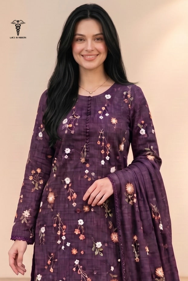 LCRB-41 EMBROIDERED DHANAK UNSTITCHED WINTER 3PC